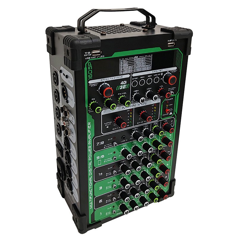 (2개) 8 채널 전력 증폭기 믹서 휴대용 미니 야외 성능 믹서 전원 증폭기 블루투스 휴대 전화 OTG 노래방