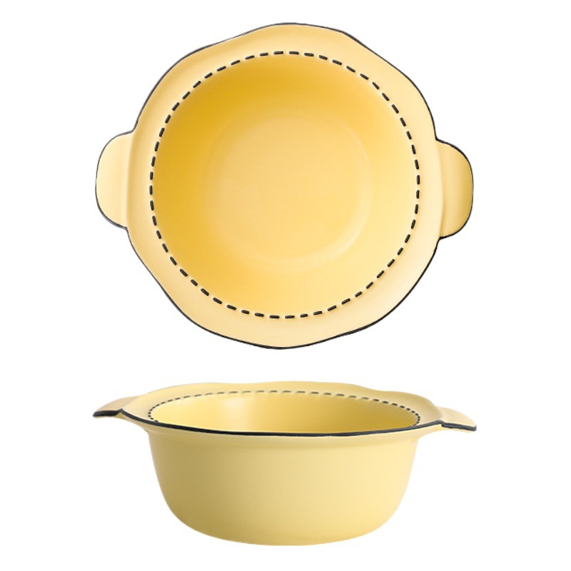 Estilo japonés vajilla de cerámica del hogar bajo vidriado color tazón plato de arroz mulanxi alto valor de color Tazón de fuente plato celebridad de Internet plato traje