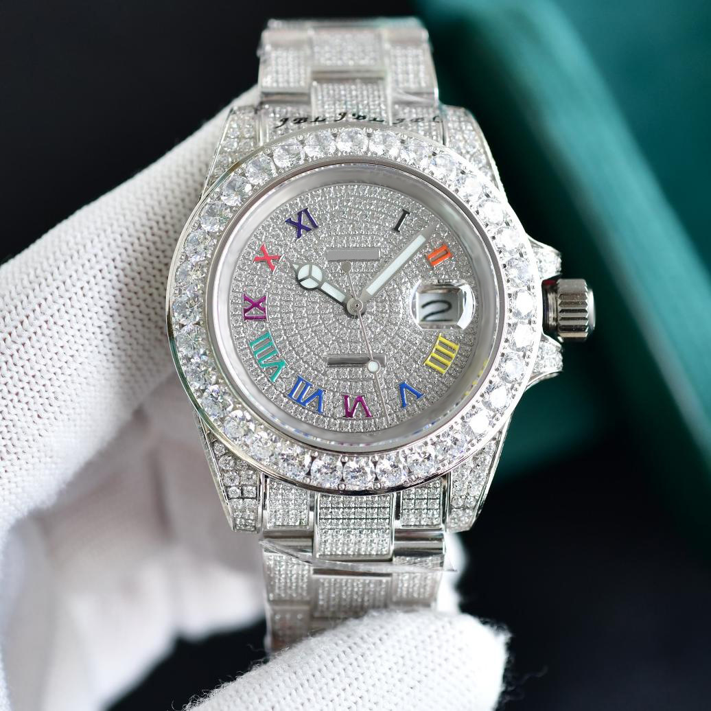 Vvs Clarity Moissanite Watch Laojia Luxury Moissanite Diamond Watch Fully Automatic Mechanical Watch Dial Full Diamond Watch