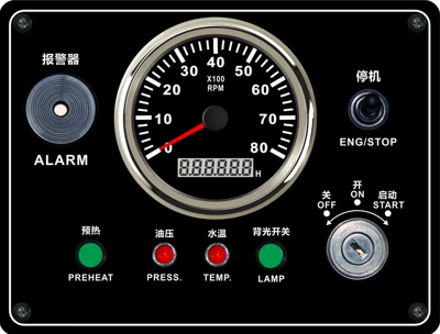 automobile instrument: panel meter with oil - 12v0-8000rpm-silver-edge-black-background