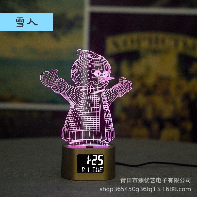 Reloj despertador infantil 3D creativo de venta caliente, luz nocturna multifunción, reloj electrónico de regalo, venta directa de fábrica