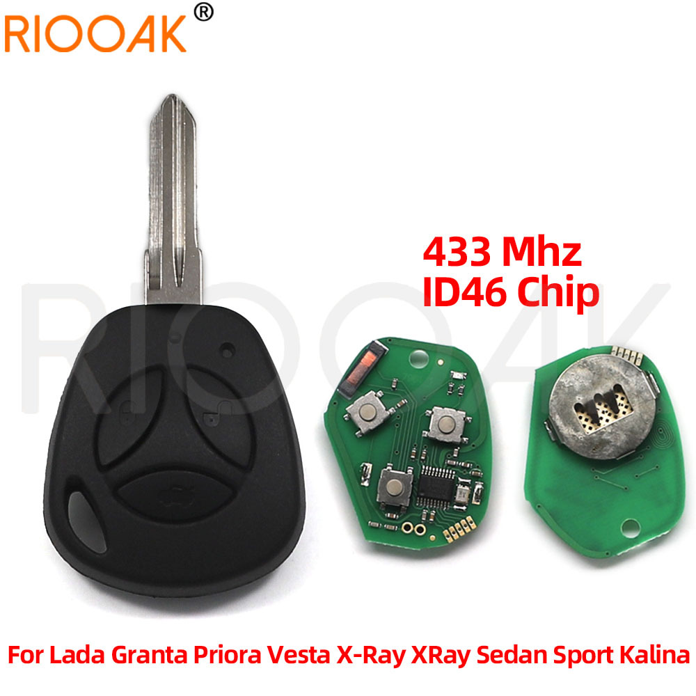 Suitable for Lada 433 Frequency Id46 Chip Car Key Straight Remote Control Key 3 Keys