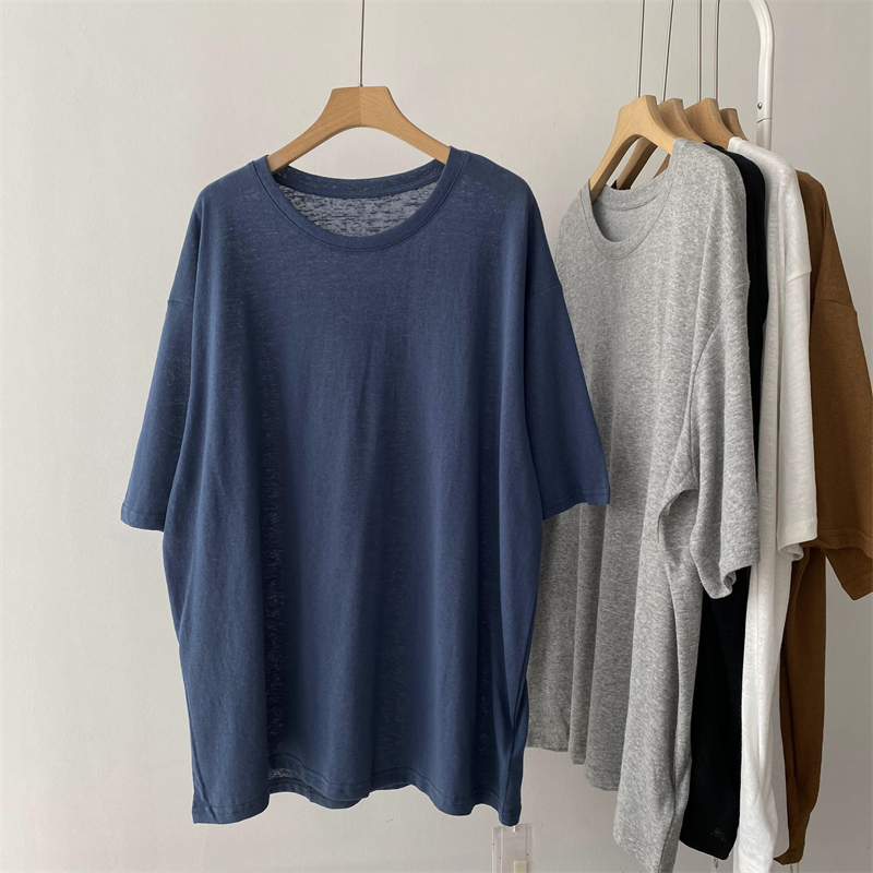 ソリッドカラースノーフレークコットン韓国版大型バージョン怠惰な半袖薄手のTシャツレディース夏の新しいデザインルーズで多用途なトップ|undefined