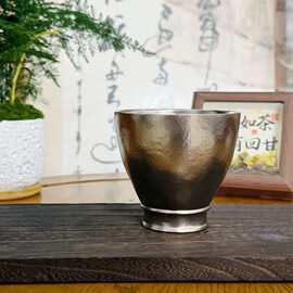 纯钛酒杯220ml清酒杯燕窝杯双层真空品茗杯主人杯户外复古高脚