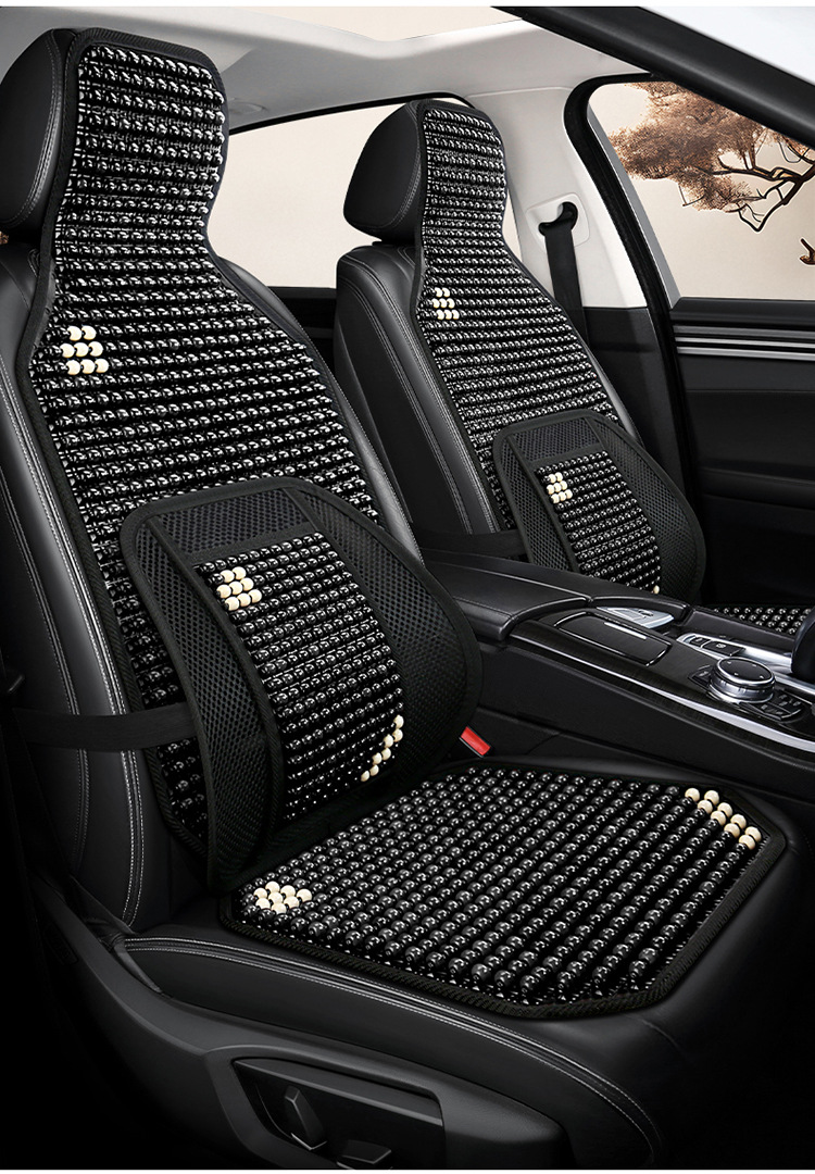 Car Seat Cushion Summer Cooling Pad Single Piece Ice-Cool Pad for Large and Small Cars, Truck Ventilation Breathable Wooden Bead Universal Front Seat Pad