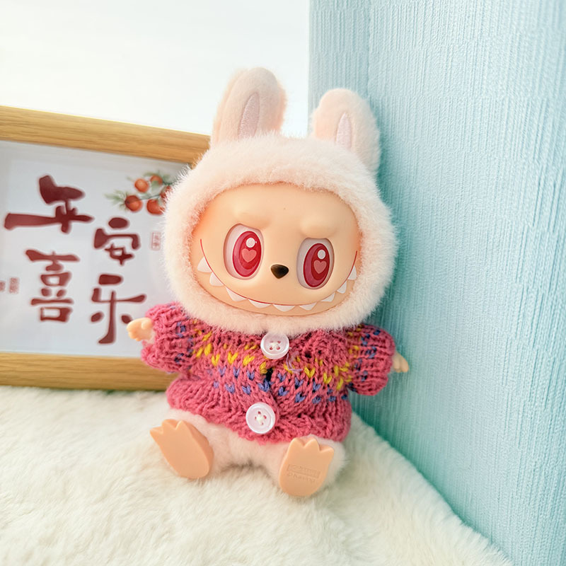 Solo ropa] Llavero de primera y segunda generación Labubu colgante de ropa Rabubu ropa de bebé suéter de punto traje de sombrero