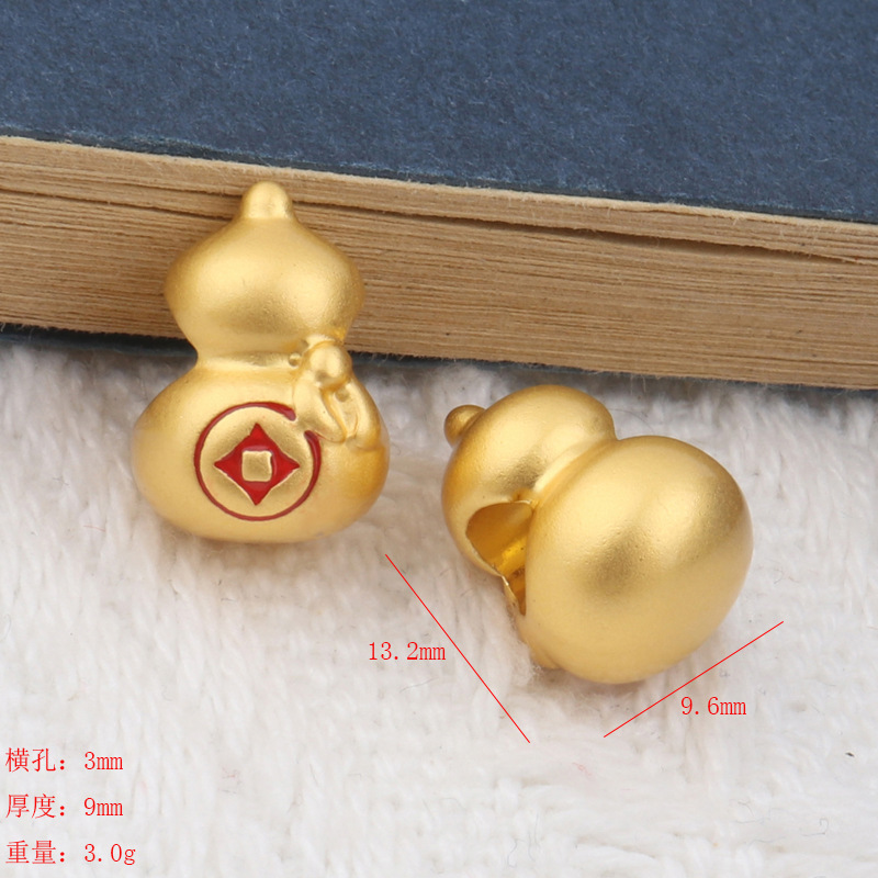 古鳳越南沙金橫孔錦鯉元寶 金錢葫蘆手鍊頭繩直播材料diy沙金配件