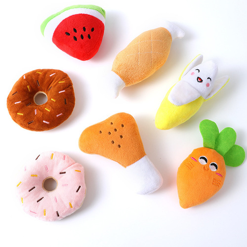 Plush sound making pet toy fruit chicken leg bone plush toy dog ​​toy wholesale