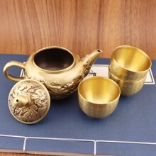 厂家批发纯黄铜水壶龙凤茶壶茶道茶玩复古居家装饰桌面工艺品摆件