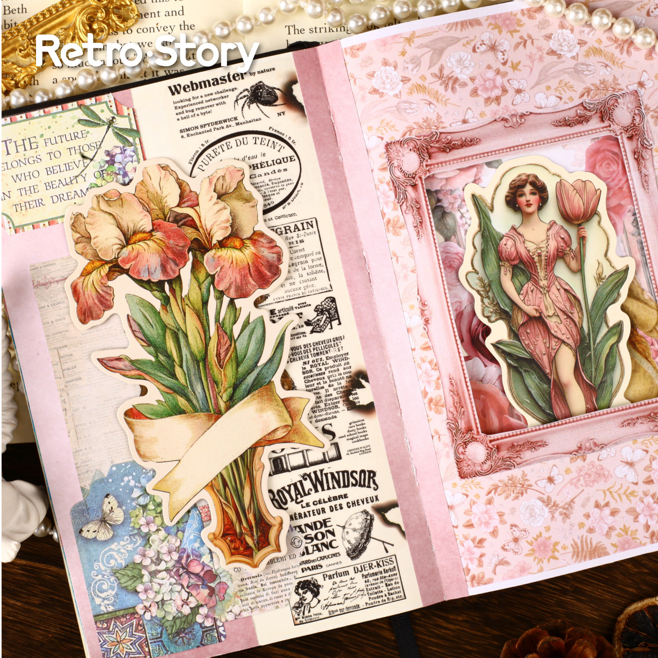 Retro Story Fan Marcador de papel Serie Vido Creatividad retro Material de cuenta manual de forma especial Material de decoración