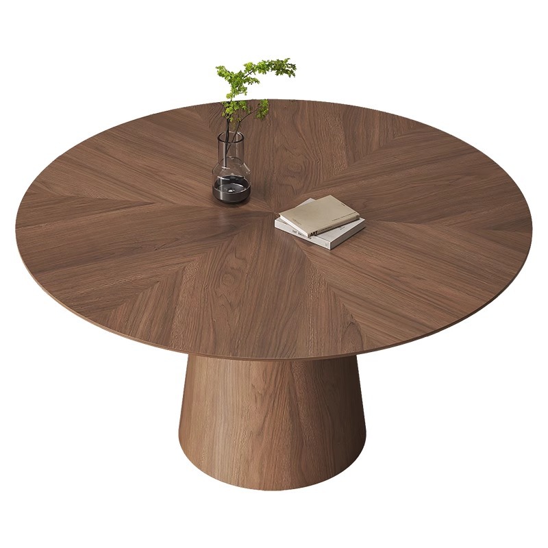 Nórdico estilo medieval redondo italiano mesa de comedor de madera de nuez tamaño de casa moderna simple mesa de comedor de alta calidad