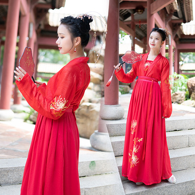 Real shot 9716 tradition Hanfu Women's wear Embroidery Short Vest Spring and summer camisole collocation Pieces of old cloth or rags pasted together Ruskirt gules
