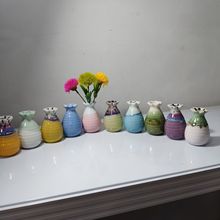 陶瓷迷你台面花瓶彩色花纹摆件外贸批发厂供应链批发厂跨境批发