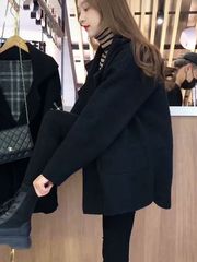 短外套女2025春秋冬新款呢子开衫小个子毛呢加厚韩版西装领大衣潮