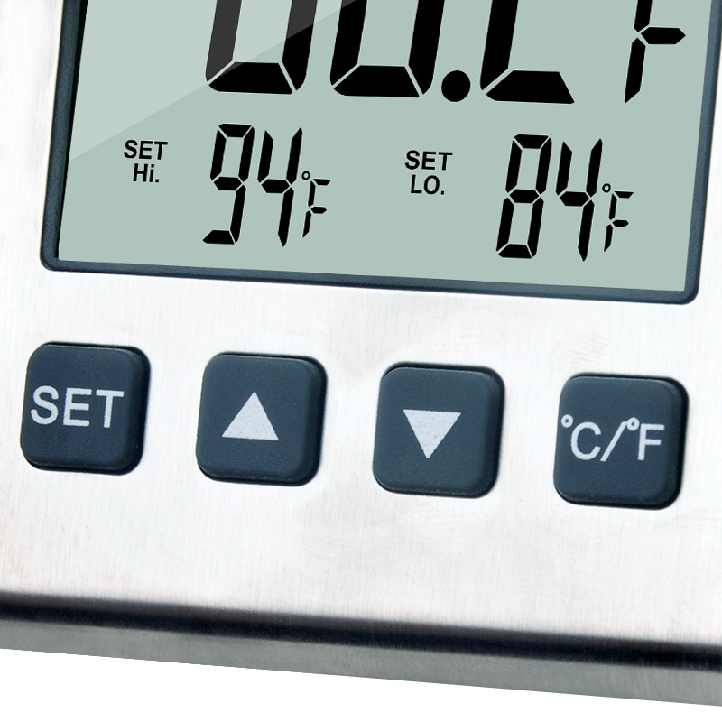 亚马逊电子鱼缸冰箱温度计电子温度计测双温带报警闪灯CX-6552