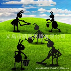 跨境专供蚂蚁士兵园艺用品地插铁制工艺品插件花盆庭院草坪装饰品