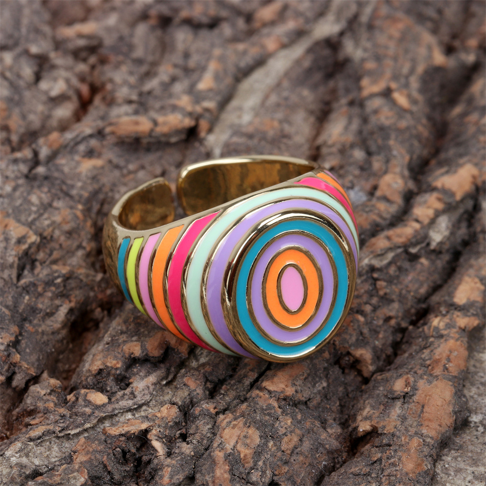 Candy Color Dripping Oil New Trendy Fashion Ring Personalized Decorative Ring Jewelry Wholesale display picture 1