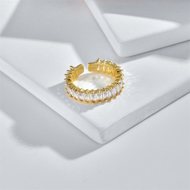 Fashion Geometric Copper Open Ring Inlaid Zircon Zircon Copper Rings