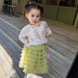 女童春夏天超好看裙子2026新款洋气儿童女孩夏装半裙宝宝千层裙子