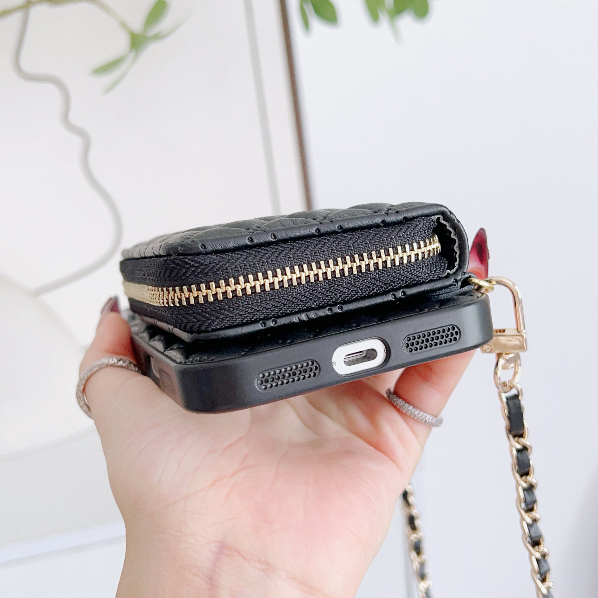 TechGlobe Adatto per iPhone 17 Pro Max Stile Porta Carte con Cerniera Telefono Huawei Samsung Tracolla Protettiva in Pelle_voghion.com