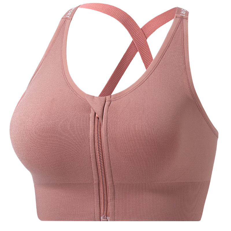 Alta a prueba de golpes más tamaño deportes push-up ropa interior Mujer fitness running yoga ropa pecho grande que adelgaza espalda cremallera sujetador
