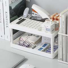Desktop storage rack desk stationery sundries double-layer storage rack office desk storage box ins file rack