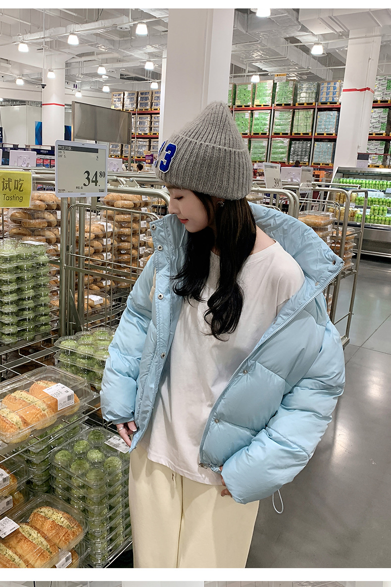 Katoenen jack dames korte 2023 winter nieuwe stijl kleine staande kraag donsjack verdikte katoenen damesjack_voghion.com