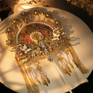Chinese-style round fan Xiuhe bride wedding ceremony handmade fan diy material bag antique finished fan