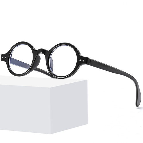眼镜框架2024新款圆形二颗米钉无度数平光镜男女复古潮流韩版近视