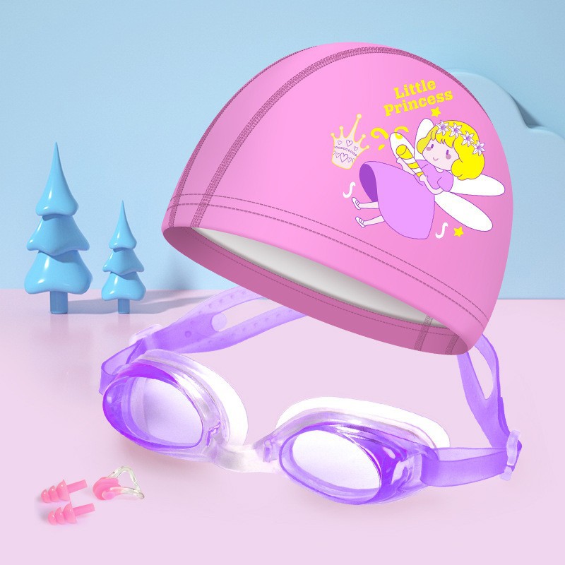 Set, waterproof swimming cap, nose clip, earplugs, 4 piece set