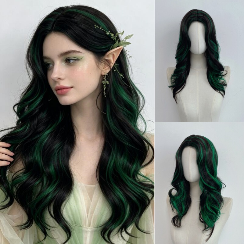 Best-selling women's Halloween forest elf cosplay high-temperature silk full-head wig in Europe and America, wholesale from manufacturer
