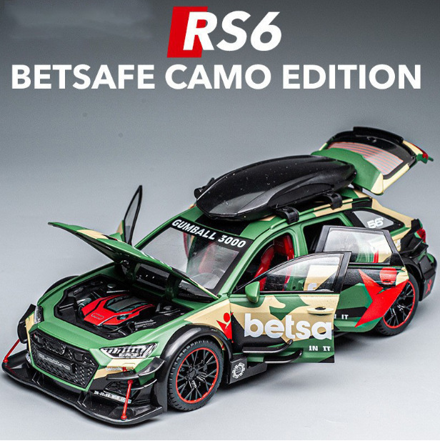 1:24 Scale Alloy Car Model Rally Car Rs6 Car Model Wholesale Cross-Border Toy Car Dropshipping for Boys
