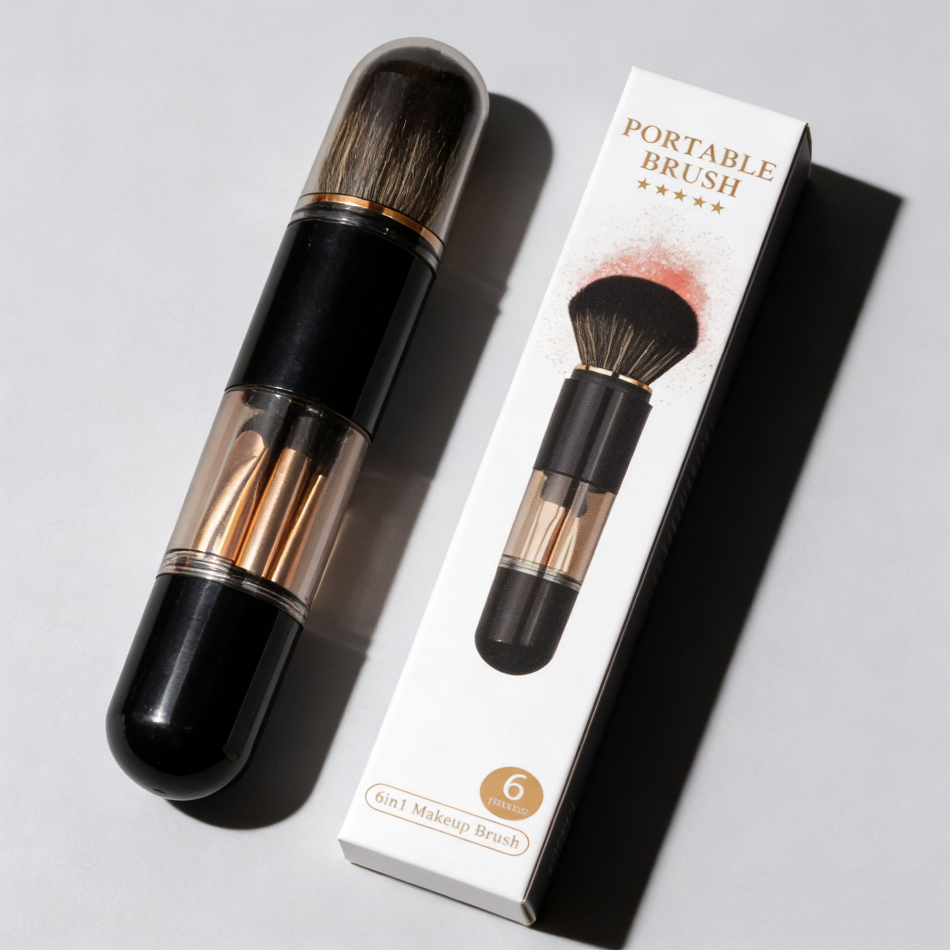 Ocho en uno cepillo de maquillaje retráctil conjunto de cepillo de blush cepillo de sombra de ojos cepillo concelador mini cepillo de maquillaje portátil herramientas de maquillaje