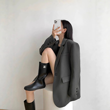 灰色西装外套女2026新款秋秋气质名媛高级感独特漂亮小个子黑西服