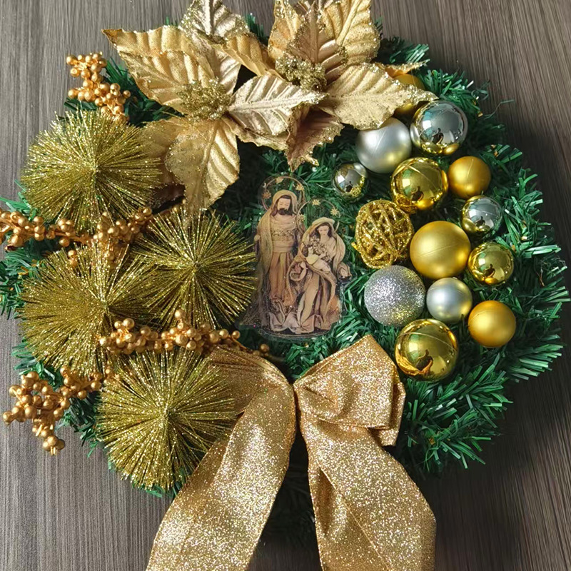 30 cm Weihnachtskranz für Haustür, Rotgold, Fenster, Wand, Türdekoration, 2024, Weihnachtsgirlande, Ornament, Guirnalda Navidad – Detail 2