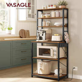 跨境家用厨房微波炉置物架落地多功能面包架多层烤箱微波炉收纳架