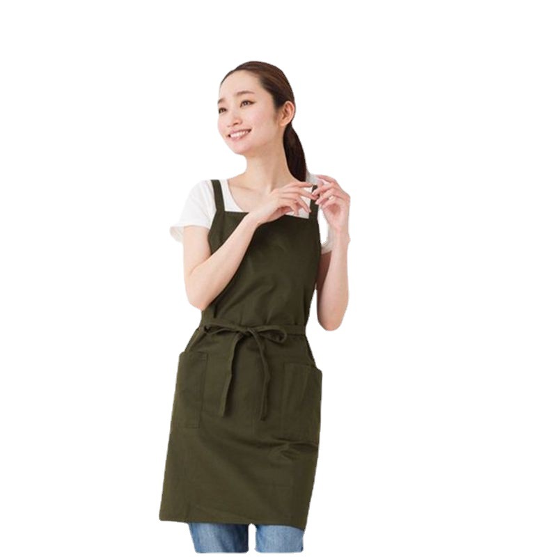 Estilo japonés impermeable Comercio exterior doble correa de hombro Cruz marca nuevo delantal moda cafetería casa fábrica directa delantal estilo coreano