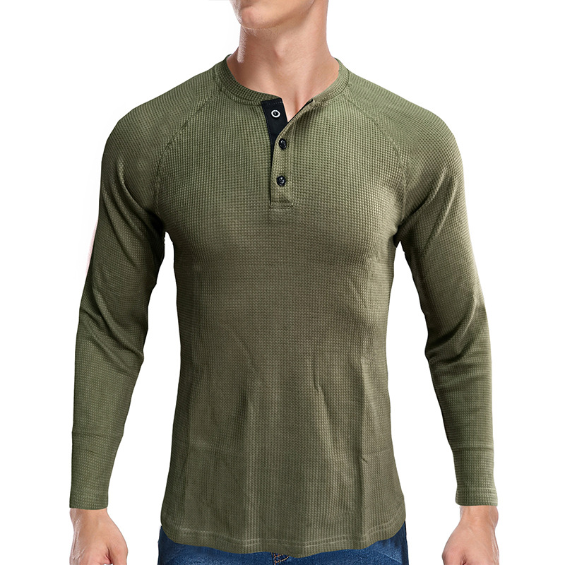 Men's T-shirt Long Sleeve Loose Fit Plain Basic Autumn Winter_voghion.com