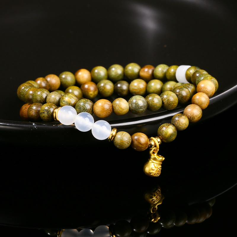 jingzhou jewelry green sandalwood lucky bag double ring bracelet girls retro chinoiserie all-match bracelet wholesale