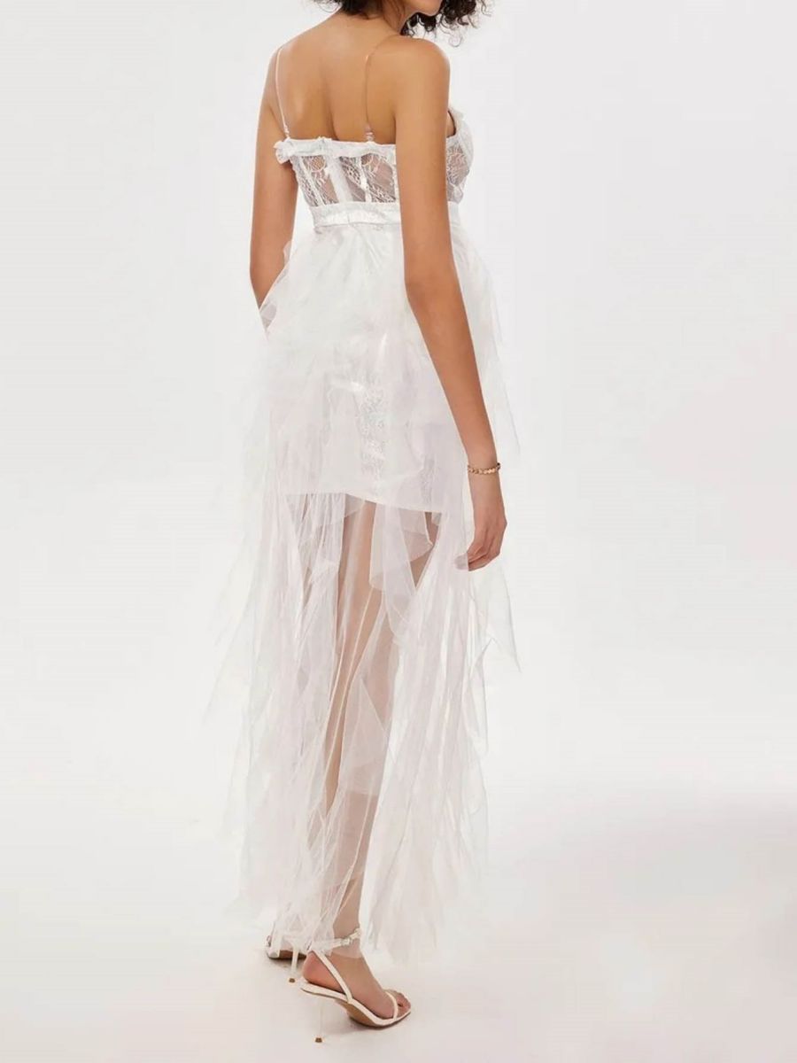 Europa y América del Comercio Exterior ropa de las mujeres Amazon malla costura sexy Correa encaje vestido boda perspectiva