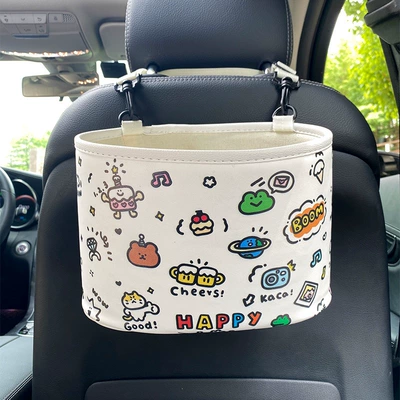 box: Car storage bag/box - graffiti-leather-storage-bucket