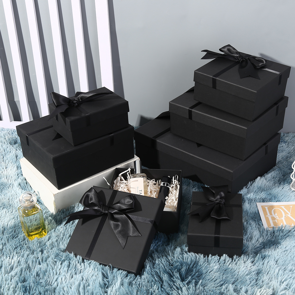 黑色礼盒空盒生日伴手礼礼品盒礼物盒情人节七夕礼品包装盒仪式