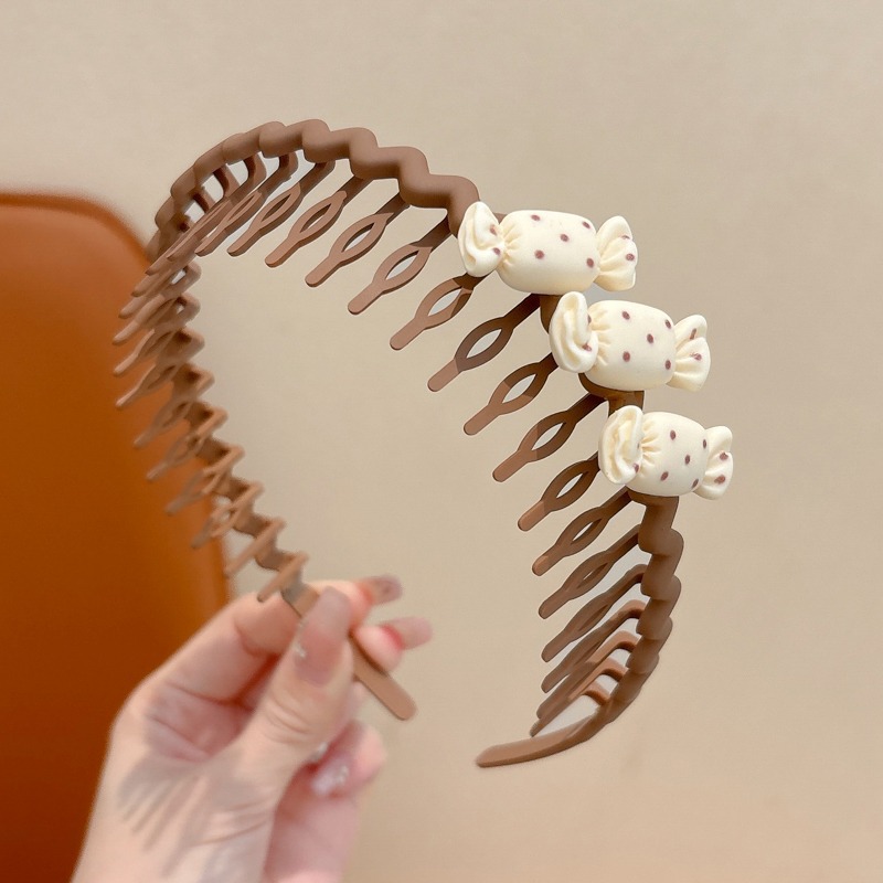 Niños cabello roto flores de otoño y invierno nuevo color café leche correa dientes antideslizante bandas de cabello niñas no atar cabello tocado