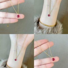 碧璽の小さい卵の顔のネックレスの女性の軽豪華な高級感の高い顔の値は精巧で復古的な新しい中国式の小さい大衆の設計の鎖