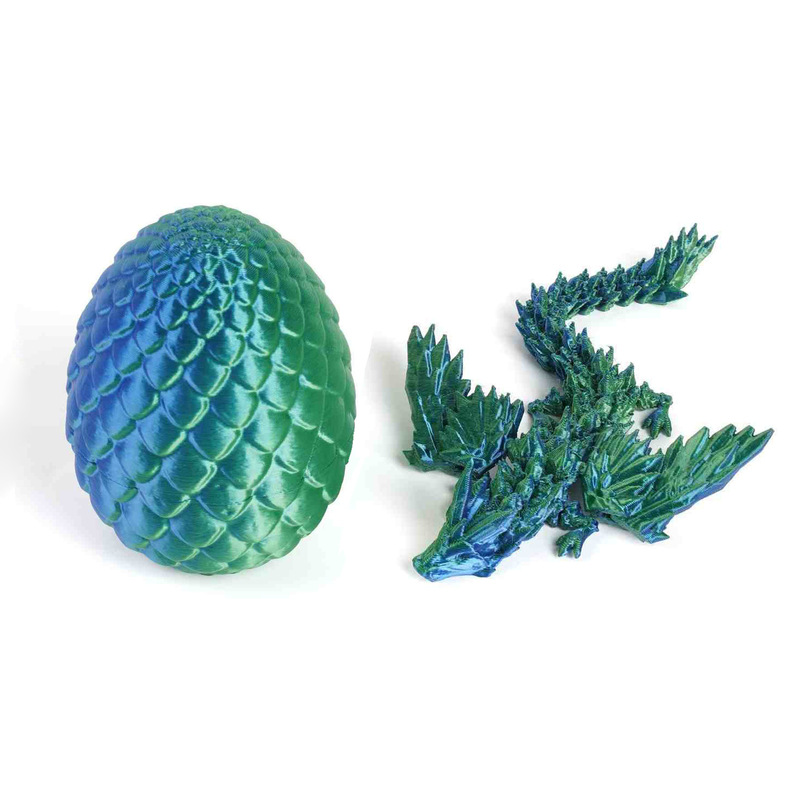 3D打印玩具水晶飞龙活动关节神龙摆件手办翼龙桌面汽车创意炫彩|undefined