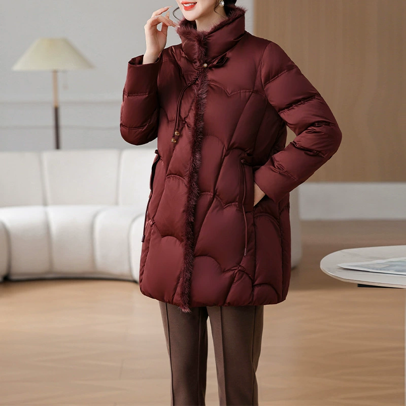 Высокое качество мама пуховик женский средний и длинный теплый зимний костюм средний и пожилой темперамент толстый национальный стиль куртка
