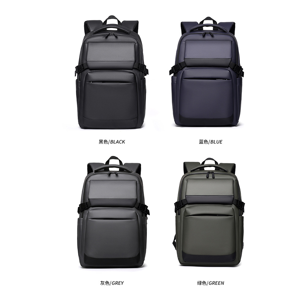 2024 nuevo transfronterizo simple película de cuero hombre mochila de hombro conveniente viaje de negocios bolsa de computadora de estudiantes a prueba de derrames