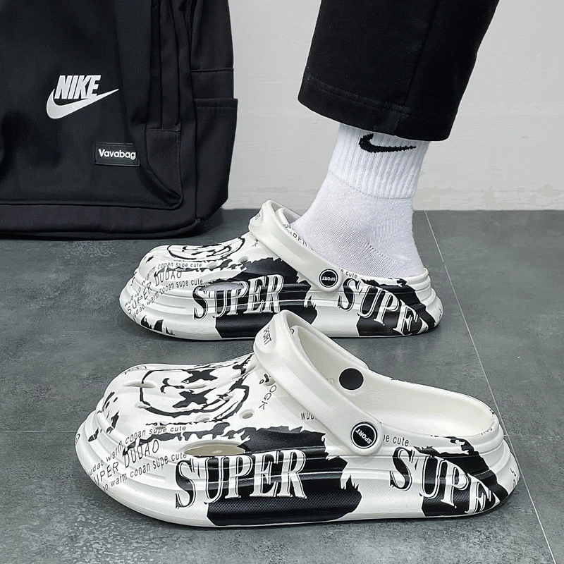 Пара пещера обувь лето новая наружная одежда мода пляж сандалии толстым дном ноги дерьмо чувство мешок головы перетащить мужчин и женщин тапочки