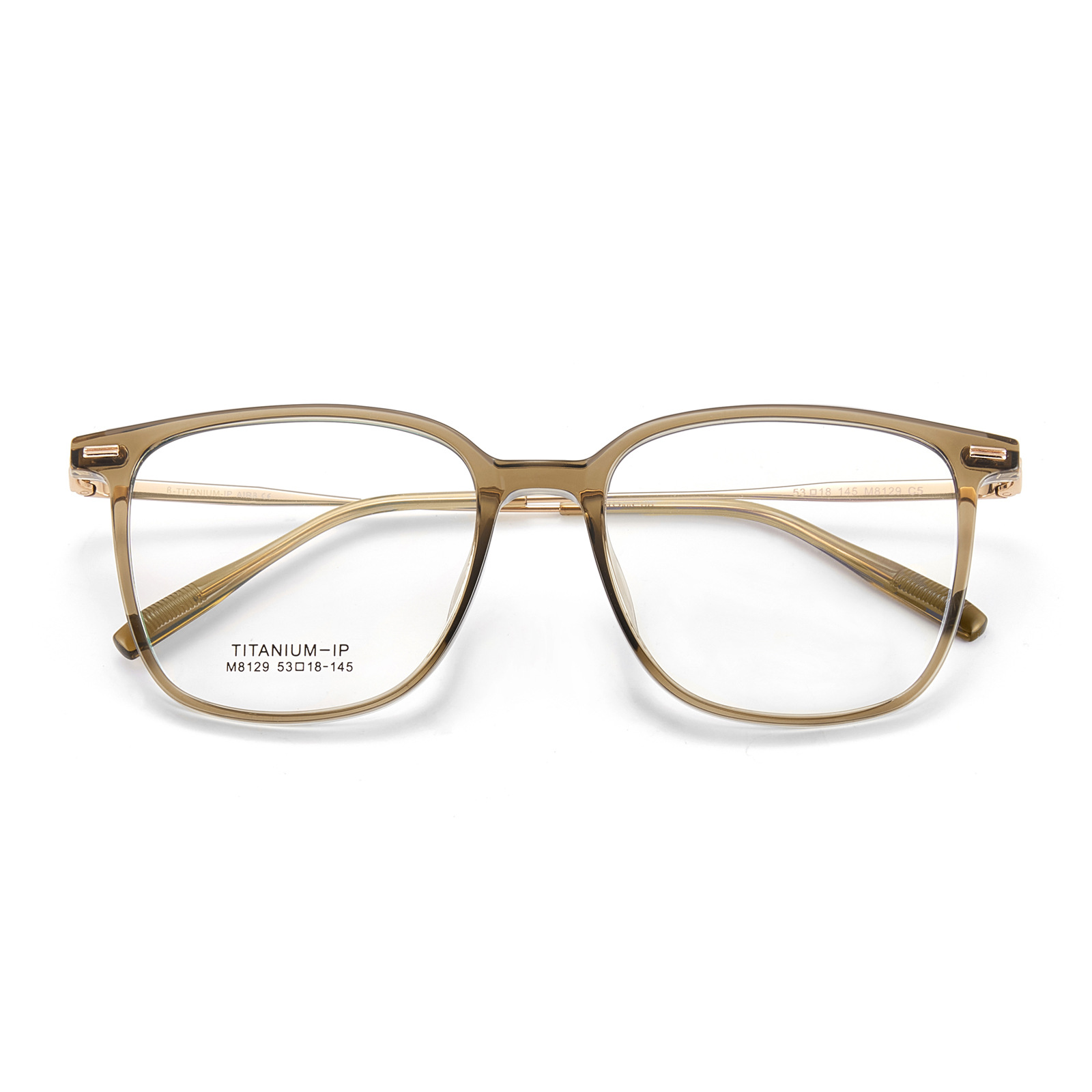 Francés suave cara llana blanco transparente té TR gafas de titanio puro Marco de vacío IP pierna de titanio sin gafas de clip de cara Danyang lote