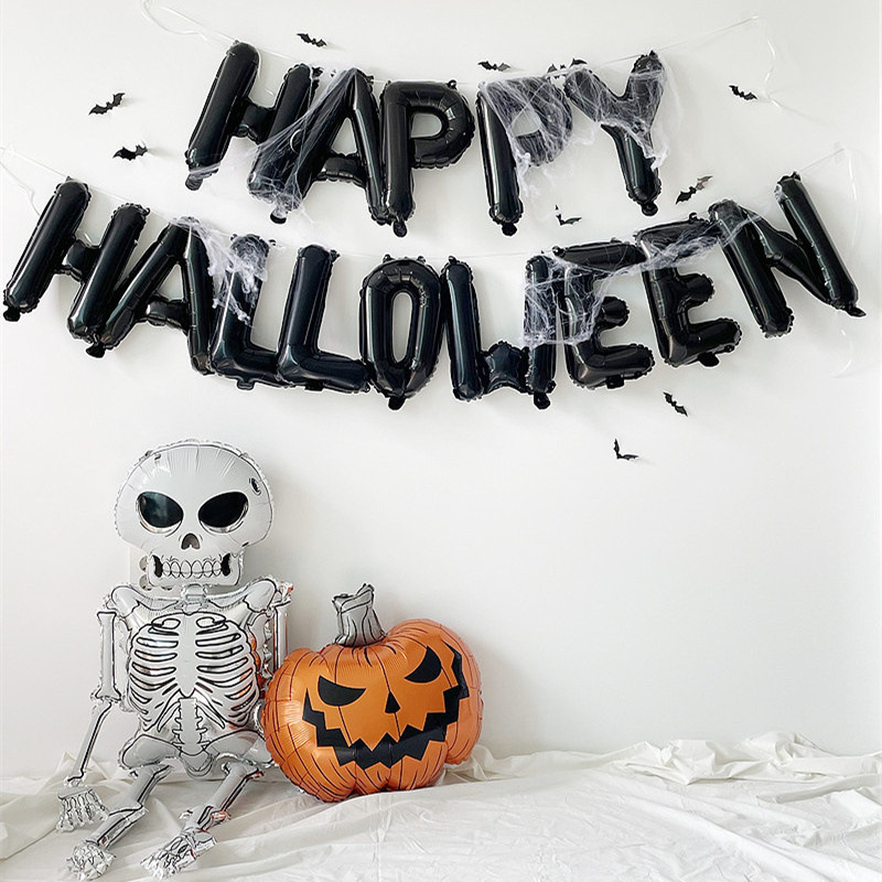 ハロウィーン装飾アルミ膜風船セットクモの巣コウモリ暗黒デパートバー店舗店ktv装飾|undefined